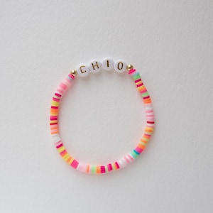 Chi Omega Jewelry, GoldText Multicolor Letter Bracelet, CHIO