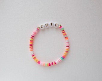 Chi Omega Jewelry, GoldText Multicolor Letter Bracelet, CHIO
