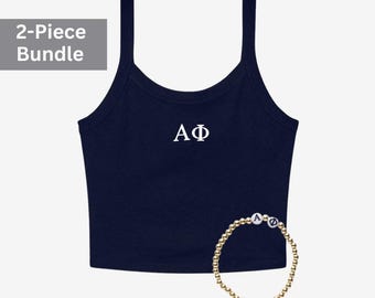 Alpha Phi Gift Set: Tank Top + Letter Bracelet, New Member Gift