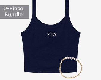 Zeta Tau Alpha Gift Set: Tank Top + Letter Bracelet, New Member Gift