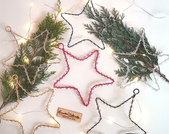 Sterne - Weihnachtssterne - gold - silber - rot - Advent - Baumschmuck - Draht - Weihnachtsdekoration - minimalistisch - KreativSandy