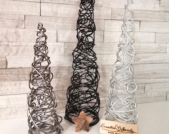 Stylische Draht-Weihnachtsbäume - Christbaum - Weihnachtsdeko - trendy - modern - edel - schwarz - silber - rot - gold - grün - KreativSandy