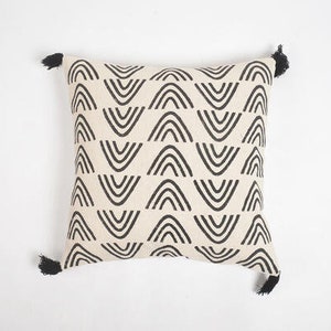 Cushion Cover, Boomerang Aboriginal Art Cushion, Black Cushion Cover, White Cotton Cushion Cover,