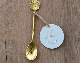 Gold Brass Spoon Two Teaspoons Daisy Gold Cutlery Gold Spoon Designed in Australia