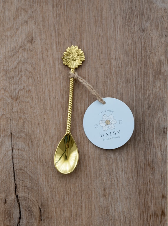 Gold Brass Spoon Two Teaspoons Daisy Gold Cutlery Gold Spoon Designed in Australia