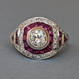 Art Deco 18ct Gold Ruby and Diamond Ring