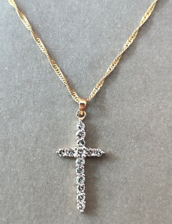 John Greed Fine Jewellery 18ct White Gold 0.50ct Diamond Cross Necklace