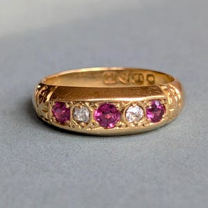 Antique 18ct Gold Ruby Diamond Ring c1912