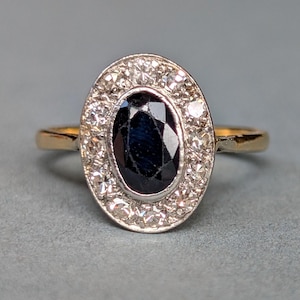 Art Deco 18ct Gold Sapphire and Diamond Ring