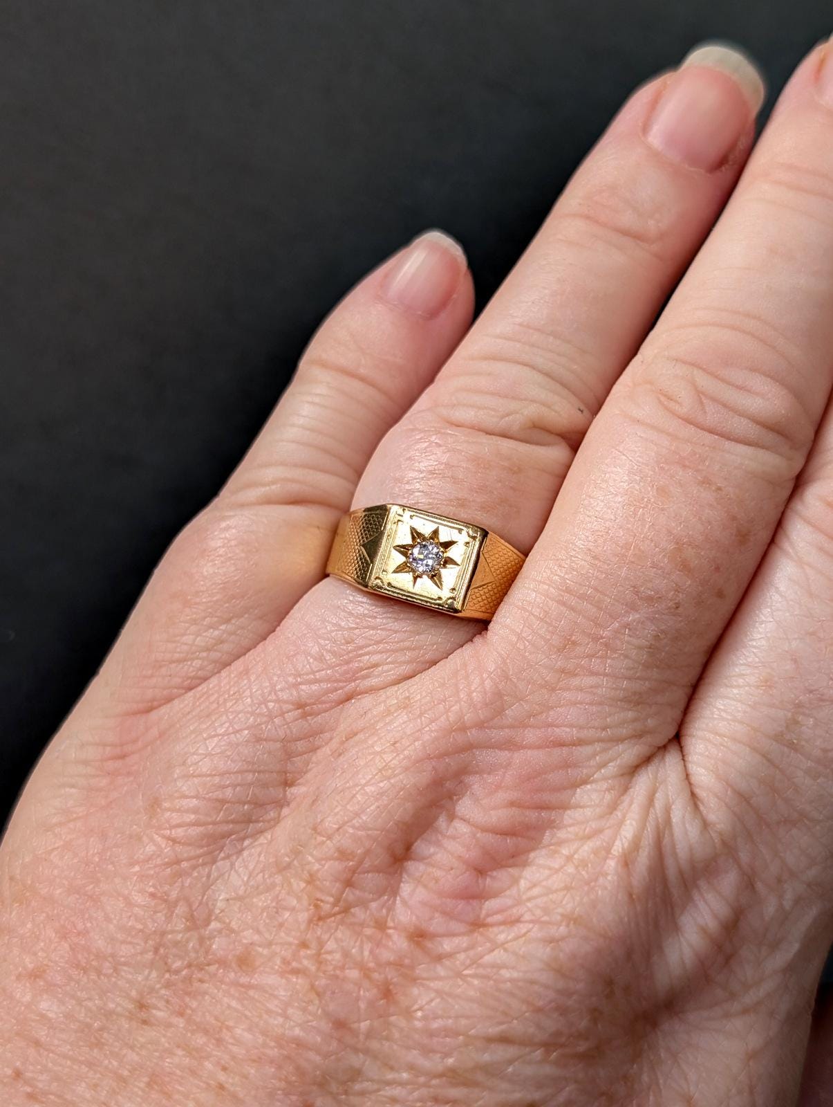 Heavy Art Deco 18ct Gold Diamond Signet Ring 9.1g - Etsy