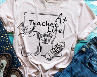 Teacher Life Screen Print- Shirt heat transfer- Teaching screen print- DIY shirt transfer- School screen print- heat press transfer- Teacher