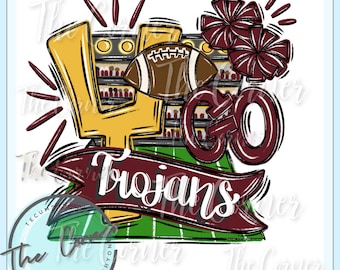 Trojans Heat Press Transfer- Go Trojans Mascot HTV transfer- Football Team sublimation transfer- trojan shirt transfer- Team transfer HTV