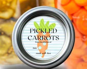 Pickled Carrots Canning Label- Canning Jar label- Customized canning jar lid label- carrots jar label- Canning Jar Label- Sticker Label
