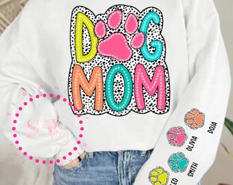 Chemise à manches maman chien- tee-shirt maman chien- chemise maman chien- sweat-shirt maman fourrure- chemise fête des mères- chemise maman chien- chemise pattes de chien- tee-shirt maman chien