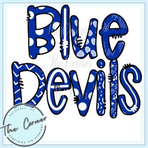 May include: Blue and white patterned text that reads "Blue Devils".