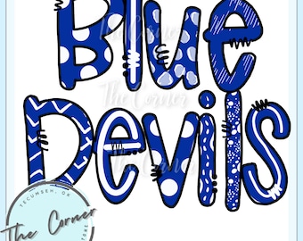 Blue Devils Heat Press Transfer- Go Devils Mascot HTV transfer- Football Team sublimation transfer- Devils shirt transfer- Team transfer HTV
