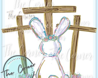 Easter Bunny htv transfer- Easter Cross sublimation- Bunny shirt design- Spring shirt heat transfer- Easter shirt heat transfer- Easter Egg