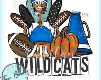 Transfer na prasie termicznej Wildcats - Transfer na maskotkę Go Wildcats HTV - Transfer sublimacyjny drużyny piłkarskiej - Transfer na koszulkę Wildcat - Wildcat Football
