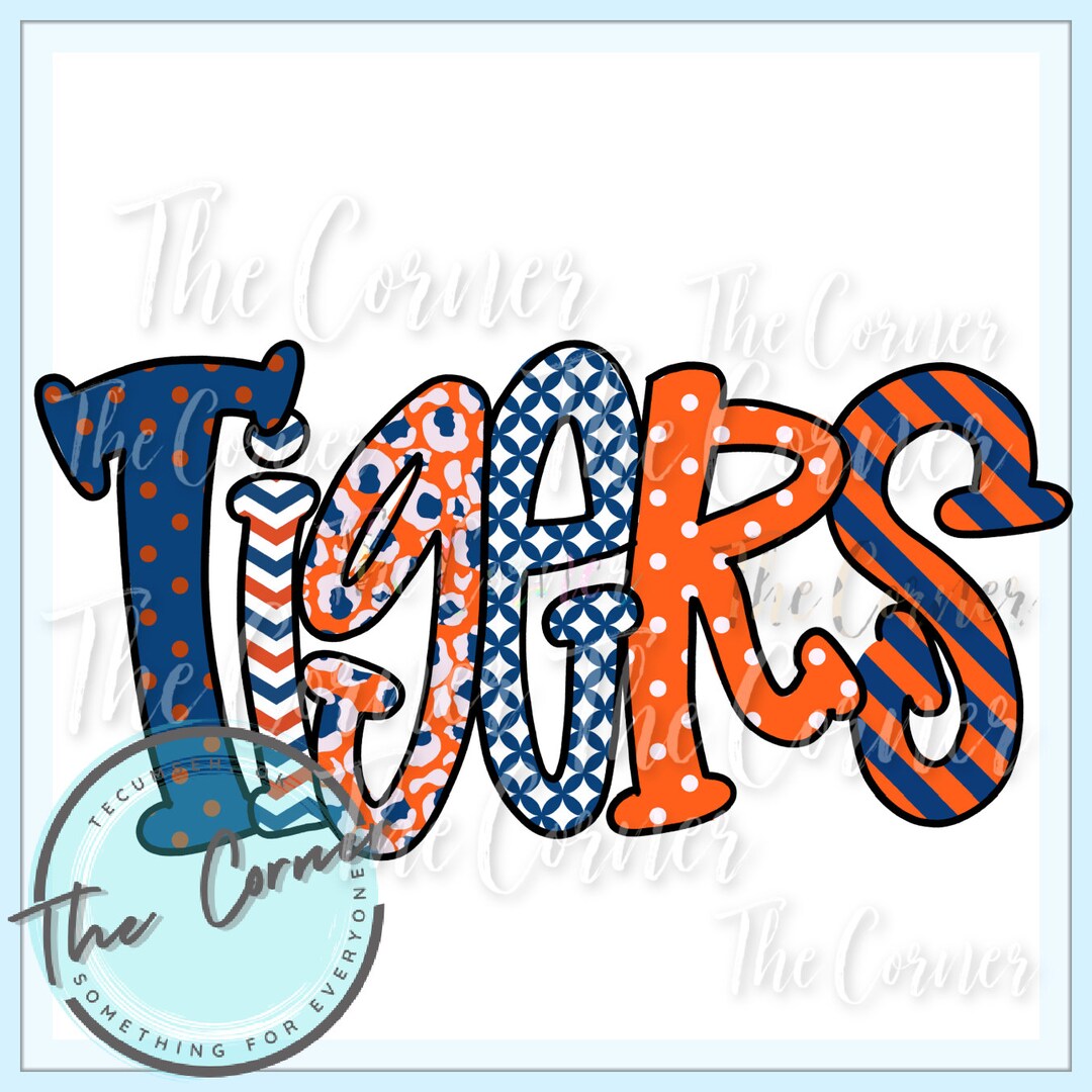 Tiger Heat Transfer Htv Tiger Mascot Htv Tiger Doodle Sublimation Tiger