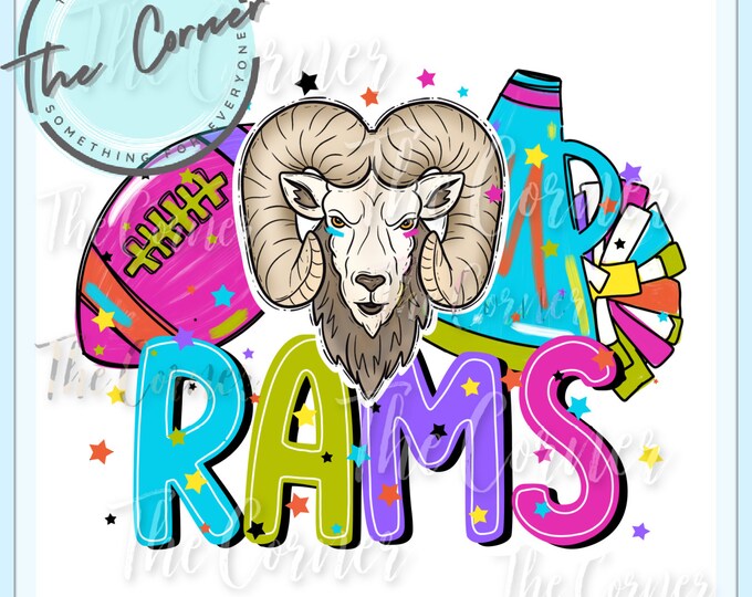 Rams Heat Press Transfer- Go Rams Mascot HTV Transfer- Football Team ...
