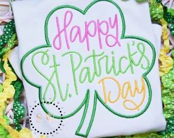 Camiseta de San Patricio con trébol - Camiseta de San Patricio - Camiseta de San Patricio con aplique de trébol - Camiseta de San Patricio para niña - Camiseta del duende de la suerte