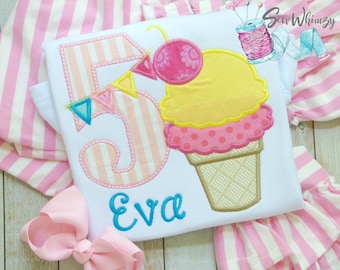 Camiseta de helados para niñas - Camiseta de helados de verano - Camiseta de verano para niñas - Camiseta con aplique de helado - Camiseta sin mangas de verano - Camiseta de verano - Camiseta de verano para niña