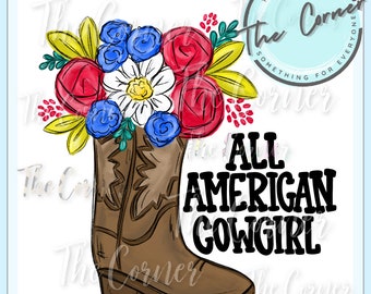 Patriotic cowgirl htv- 4th of July sublimation transfer- Patriotic heat transfer- Flag heat transfer- 4th of July htv transfer- cowgirl htv