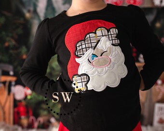 Shirt kerstman appliqué - kerstman shirt - wintervakantie shirt - vrolijk kerstshirt - kindershirt appliqué - kindervakantie T-shirt