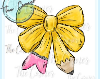 Pencil Bow heat transfer- pencil sublimation transfer- Back to school transfer- Girl School transfer- Back to school sublimation transfer