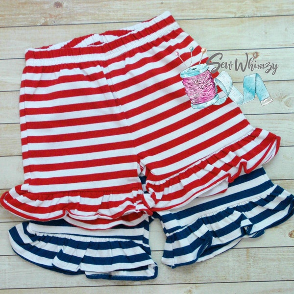 Add on Ruffle shorts- Ruffle shorties- Cotton stripe ruffle shorts- Girls Ruffle shorts- striped ruffle shorts- Girls Summer shorts- shorts