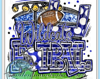 Transfer na prasie termicznej Wildcats - Transfer na maskotkę Go Wildcats HTV - Transfer sublimacyjny drużyny piłkarskiej - Transfer na koszulkę Wildcat - Wildcat Football