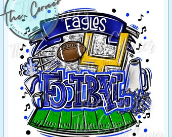 Transferencia por termoprensado de Eagle Football - Transferencia HTV de Eagle Cheer - Transferencia por sublimación del equipo de fútbol americano - Transferencia para camisetas de Eagle - Transferencia para la banda de Eagle