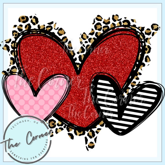  Valentines's Day Iron on Transfers, Pink Red Heart