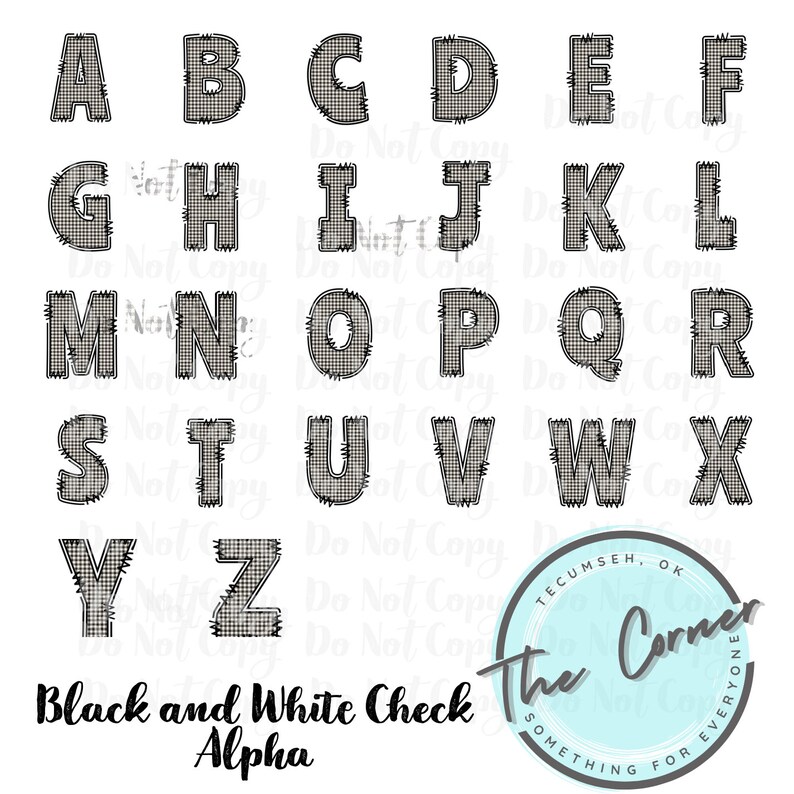 Checked Alpha Commercial Use Alpha Set- Digital Download Alpha- Checkered Alpha ...