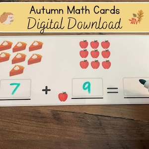 Autumn Math Task Cards, Digital Download, Printables