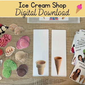Download digital - Bolsa de tarefas da sorveteria, prática de contagem e sequenciamento, atividade de verão para crianças, jogo de aprendizagem para crianças,