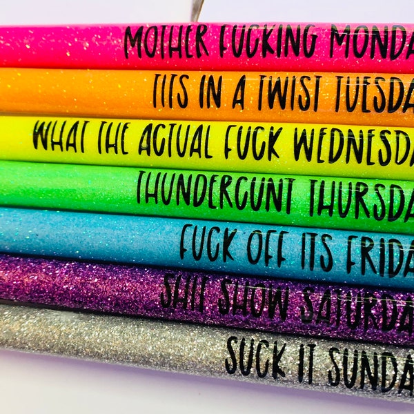 Weekday Pen Set | UV Resin Pens | Glitter Pens