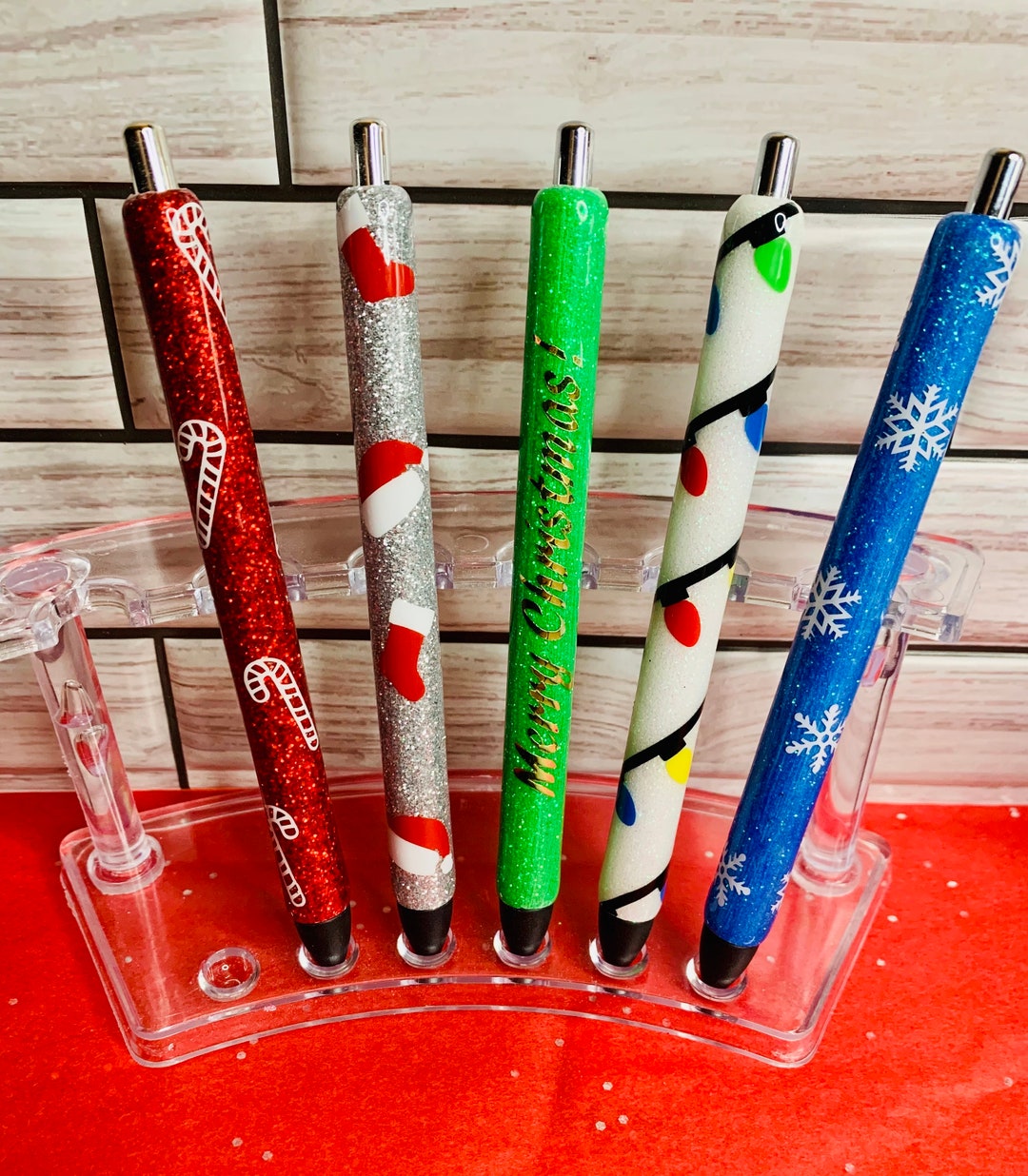 Christmas Pens Resin Pens Glitter Pens Pen Set Etsy