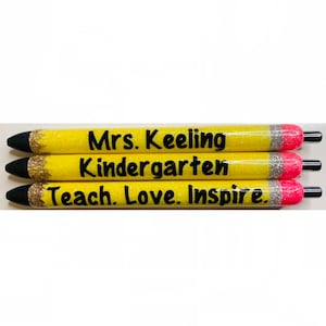 Pencil Pens | Custom Resin Pens | Teacher Appreciation Pens | Personalized