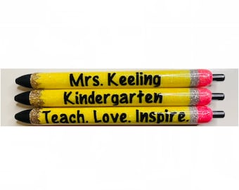 Pencil Pens | Custom Resin Pens | Teacher Appreciation Pens | Personalized