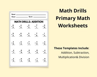 maths drill pdf etsy uk