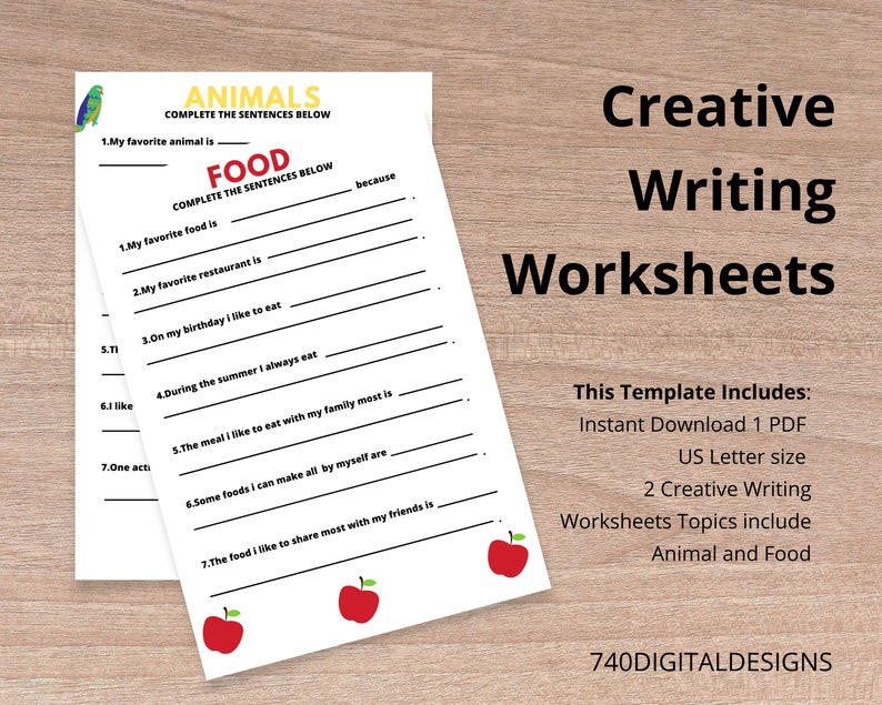 creative writing worksheets printable etsy