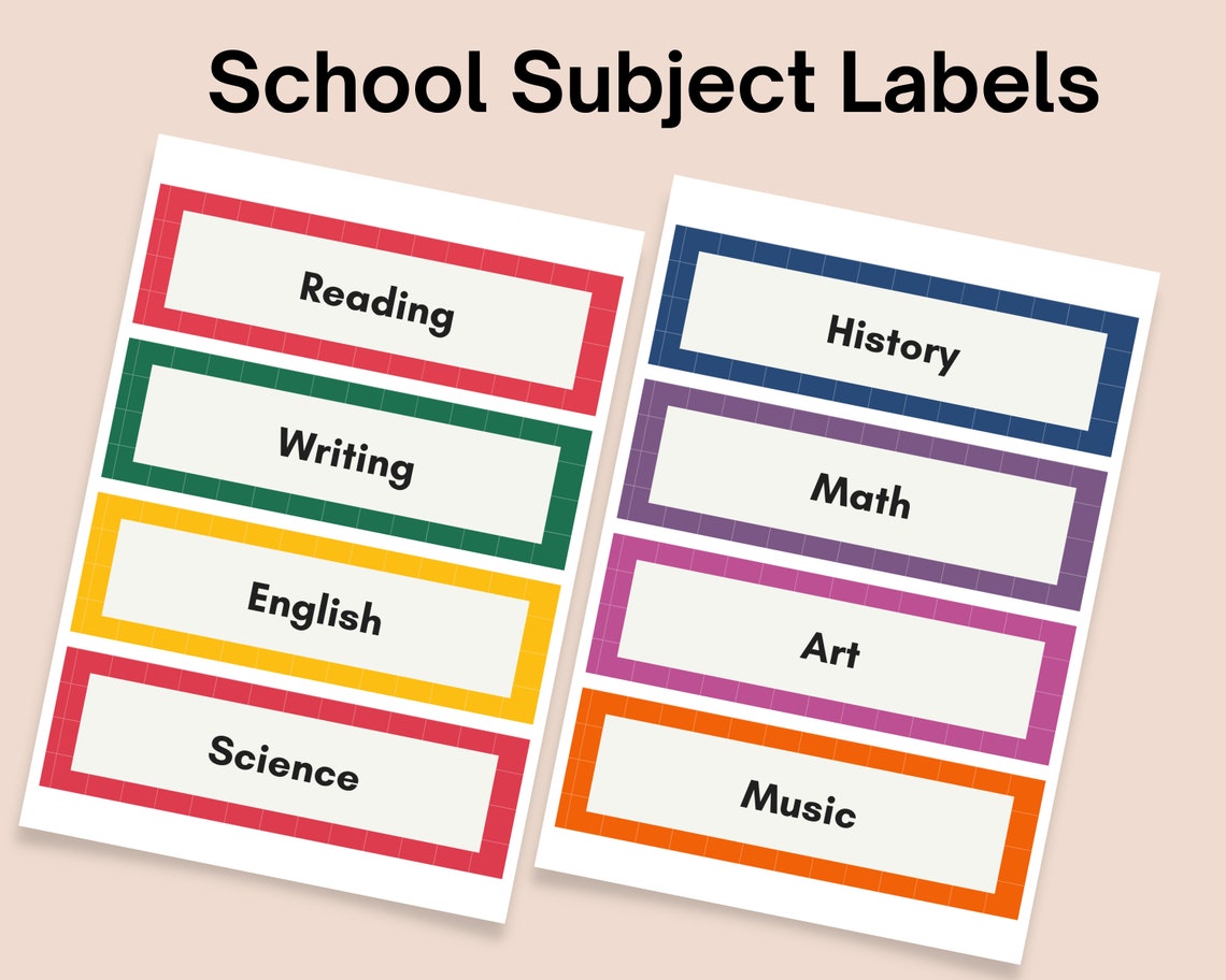 Printable School Subject Labelsclassroom Kit folder Stickers Etsy