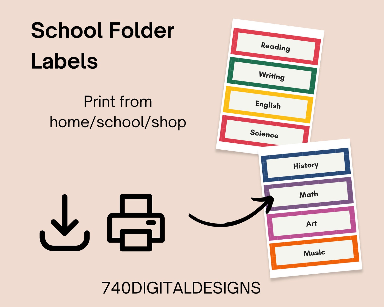 Printable School Subject Labelsclassroom Kit folder Stickers Etsy