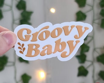 Groovy Baby Good Vibes Sticker | Vinyl Hippie Stickers for Laptop or Happy Planner