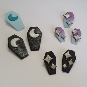 Coffin + Moon Hair Clip, Star Hairclip Pair Set of 2