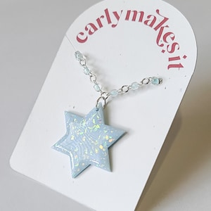 Opal Magen David Star of David Necklace | Handmade Polymer Clay Judaica Jewish Gifts for Her