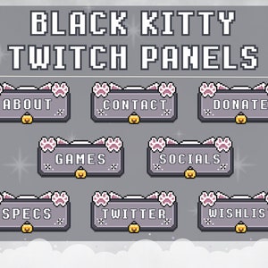 Cute, Black Cat Twitch Panels | 24 Panels