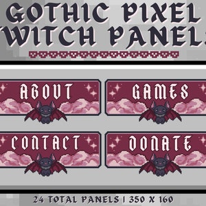 Pixel Stream Panels | 24 Gothic Twitch Panels, Red
