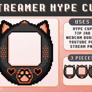 Orange and Black Cat Twitch Tip Jar | Webcam Border